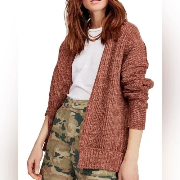 Free People Brown Combo Long Sleeve Open Cardigan - Picture 13 of 13